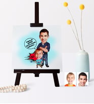 BK Gift Kişiye Özel Baba Oğul Karikatür 19 X 28 Cm Ahşap Şovale  2