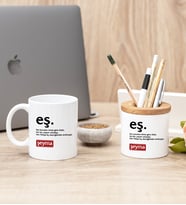 Eş Kelime Anlamı Beyaz Kupa Bardak Ve Kalemlik Hediye Seti