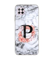 Mermer Çiçekli Harf Tasarım Süper Şeffaf Silikon Telefon Kılıfı Huawei P40 Lite 