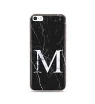 Iphone 5 Siyah Mermer Harf Tasarımlı Telefon Kılıfı M-Harfi 