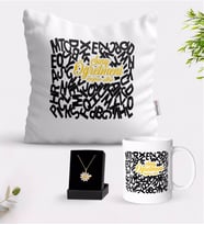 BK Gift Kişiye Özel Sınıf Öğretmeni Beyaz Kupa Yastık ve İsimli Papatya Kolye Hediye Seti-14 (Model 1)
