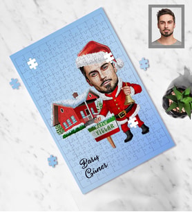 Kişiye Özel Yılbaşı Erkek Karikatürlü A4 99 Parça Puzzle Model-11