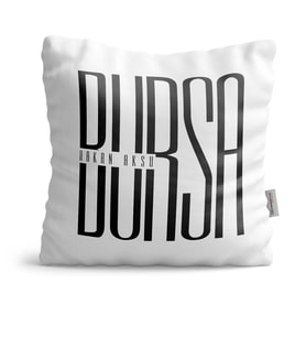 BK Gift Kişiye Özel Bursa Tasarımlı Beyaz  Yastık  1