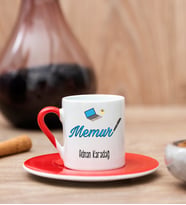 Memur Kırmızı Türk Kahvesi Fincanı