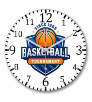 Basketball Tournament  Duvar Saati Bombeli Gercek Cam