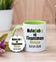 Muhasebe Ve Finansman Öğretmeni Yeşil Kupa Bardak Ve Anahtarlık Set