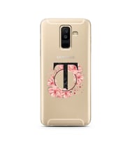 Pembe Çiçekli Harf Tasarım Süper Şeffaf Silikon Telefon Kılıfı Samsung A6 Plus T