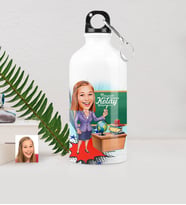 BK Gift Kişiye Özel Bayan Öğretmen Karikatürlü Metal Suluk 500 Ml 1