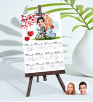 BK Gift Kişiye Özel 15x21 cm Fotoğraf Kartlı Evleniyoruz Karikatürlü Şövaleli 2024 Takvim -3 (Beyaz)