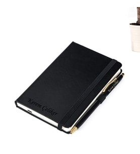 İsme Özel Deri Not Defter Kalem Seti (Siyah)