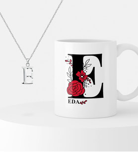 BK Gift Kişiye Özel İsimli Kupa ve Harf Kolye Hediye Seti - 6 (Model 1)