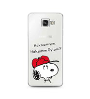 Snoopy Tasarımlı Süper Şeffaf Silikon Telefon Kılıfı Samsung A3 (2016)