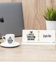 Tekstil Teknolojisi Öğretmeni Türk Kahvesi Fincanı Ve Masa İsimliği Hediye Seti