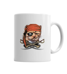 Gato Pirata Korsan Kedi Cat Kupa Bardak Porselen