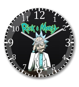Rick & Morty Duvar Saati Bombeli Gercek Cam