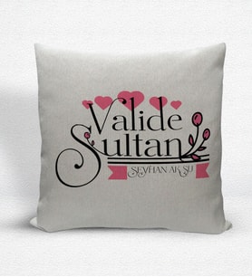 BK Gift Kişiye Özel Valide Sultan Dekoratif Keten Yastık - 2 (Bej)