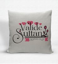 BK Gift Kişiye Özel Valide Sultan Dekoratif Keten Yastık - 2 (Bej)