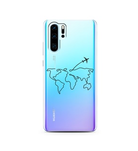 Çizgi Harita Tasarımlı Süper Şeffaf Silikon Telefon Kılıfı Huawei P30 Pro