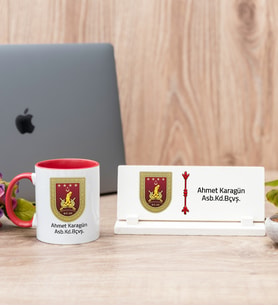 Kara Kuvvetleri Kırmızı Kupa Bardak Ve Masa İsimliği Hediye Seti