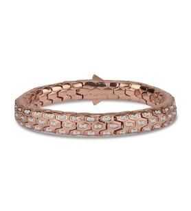Gümüş Zirkon Taşlı Özel Tasarım Bileklik Kelepçe Model (Rose)