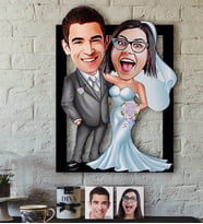 BK Gift Kişiye Özel Evleniyoruz Karikatürlü 3D Ahşap Tablo-5