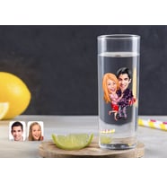 BK Gift Kişiye Özel Renkli Baskılı Sevgililer Karikatürlü Vodka Bardağı-2 (Beyaz)