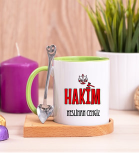 Hakim Ahşap Altlıklı Yeşil Kupa Bardak