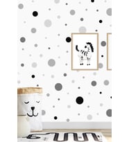 Gri İrili Ufaklı Yuvarlak Şekil Duvar Stickerı 95 Adet (Karışık)