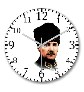 Mustafa Kemal Atatürk7 Duvar Saati Bombeli Gercek Cam