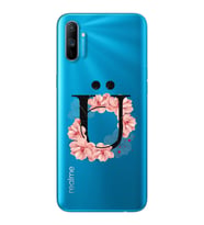 Pembe Çiçekli Harf Tasarım Süper Şeffaf Silikon Telefon Kılıfı Oppo Realmi C3 Ü-