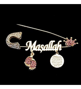 Sahi Aksesuar Maşallah Yazılı Bebek Yaka İğnesi 30 (Sarı)