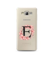 Pembe Çiçekli Harf Tasarım Süper Şeffaf Silikon Telefon Kılıfı Samsung A7 (2015)