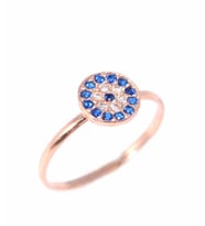 925 Ayar Gümüş Nazar Boncuklu Model Yüzük, Pembe (Rose)