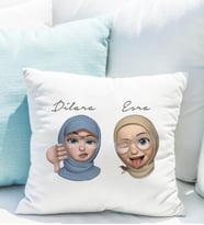 Emoji Kız Arkadaş Stiker Yastığı Kişiye Özel