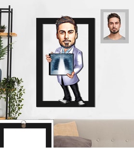 Kişiye Özel Doktor Karikatürlü 3D Ahşap Tablo 30x47 Bay-4