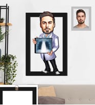 Kişiye Özel Doktor Karikatürlü 3D Ahşap Tablo 30x47 Bay-4