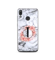 Mermer Çiçekli Harf Tasarım Süper Şeffaf Silikon Telefon Kılıfı Huawei Y7 2019 I