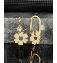 925 Ayar Gümüş Çiçek  Modeli Göçmen Küpe (Gold)