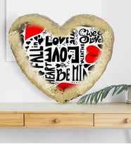 BK Gift Kişiye Özel Sevgililer Günü Altın Yaldız Sihirli Kalp Yastık  75
