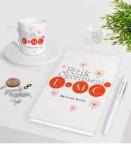 BK Gift Kişiye Özel Fizik Öğretmeni Beyaz Defter Kalem Türk Kahvesi Fincanı Seti-2 (Model 1)
