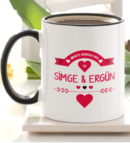 BK Gift Kişiye Özel Siyah Kupa Bardak Sevgililer Günü Temalı 55