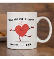 Sevgiliye Hediye Kalp Tasarım Kupa