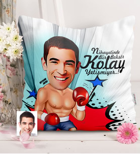 BK Gift Kişiye Özel Bay Boksör Karikatürlü  Yastık  1