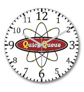 Atomic Symbol Quck Queue Logo Duvar Saati Bombeli Gercek Cam