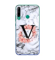 Mermer Çiçekli Harf Tasarım Süper Şeffaf Silikon Telefon Kılıfı Huawei P40 Lite 