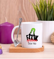 Fizik Öğretmeni Ahşap Altlıklı Beyaz Kupa Bardak