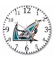 Shark Hockey Team Logo Duvar Saati Bombeli Gercek Cam