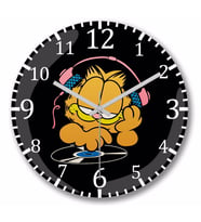 Dj Garfield Duvar Saati Bombeli Gercek Cam
