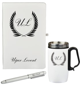 Kişiye Özel Hazırlanmış Hediye Defter Kalem Ve Termos - Mug Seti
