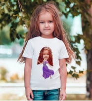 BK Gift Kişiye Özel Kız Çocuk Prenses Karikatürlü Beyaz T-Shirt-3 (Beyaz)